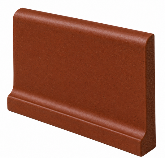 A terracotta brown plastic molding piece with a textured finish, shown at an angle on a solid white background.