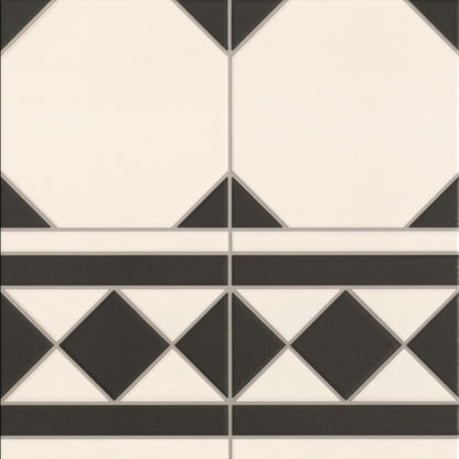 Regent Black and White Border Victorian Style Tiles