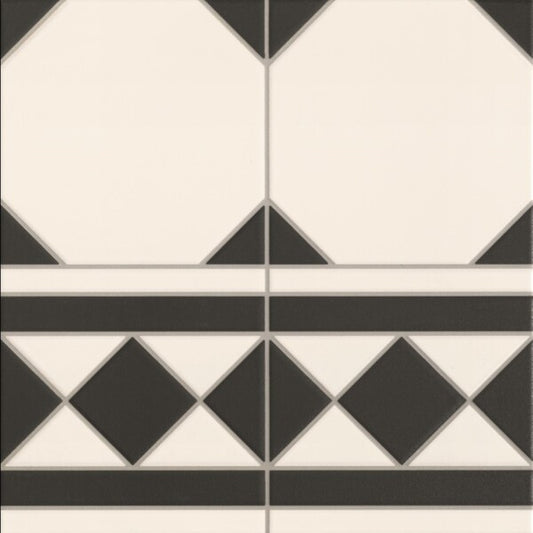 Regent Black and White Border Victorian Style Tiles