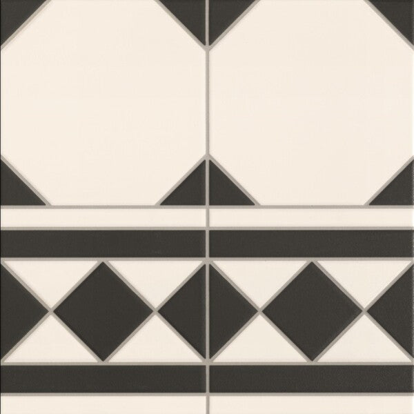 Regent Black and White Border Victorian Style Tiles