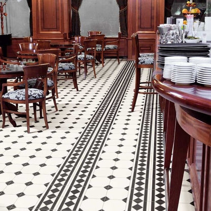 Regent Victorian Black and White Diamond Pattern Tiles