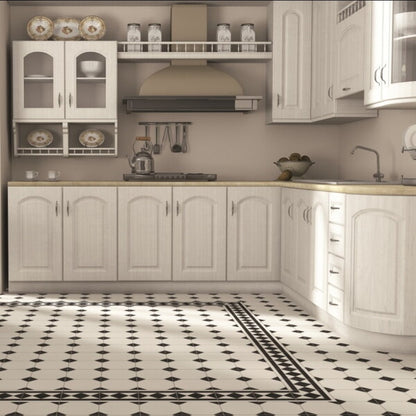 Regent Victorian Black and White Floor Tiles - Border