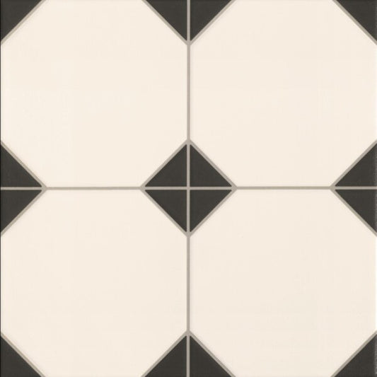 Regent Victorian Black and White Diamond Pattern Tiles