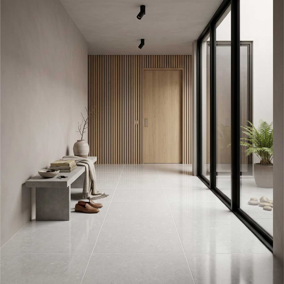 Midas Pearl Grey Large Gloss Tiles - Rectified, Porcelain