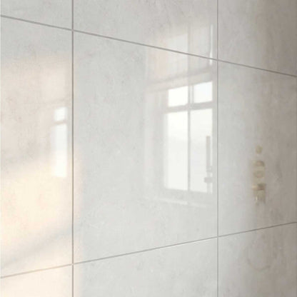Midas Pearl Grey Large Gloss Tiles - Rectified, Porcelain