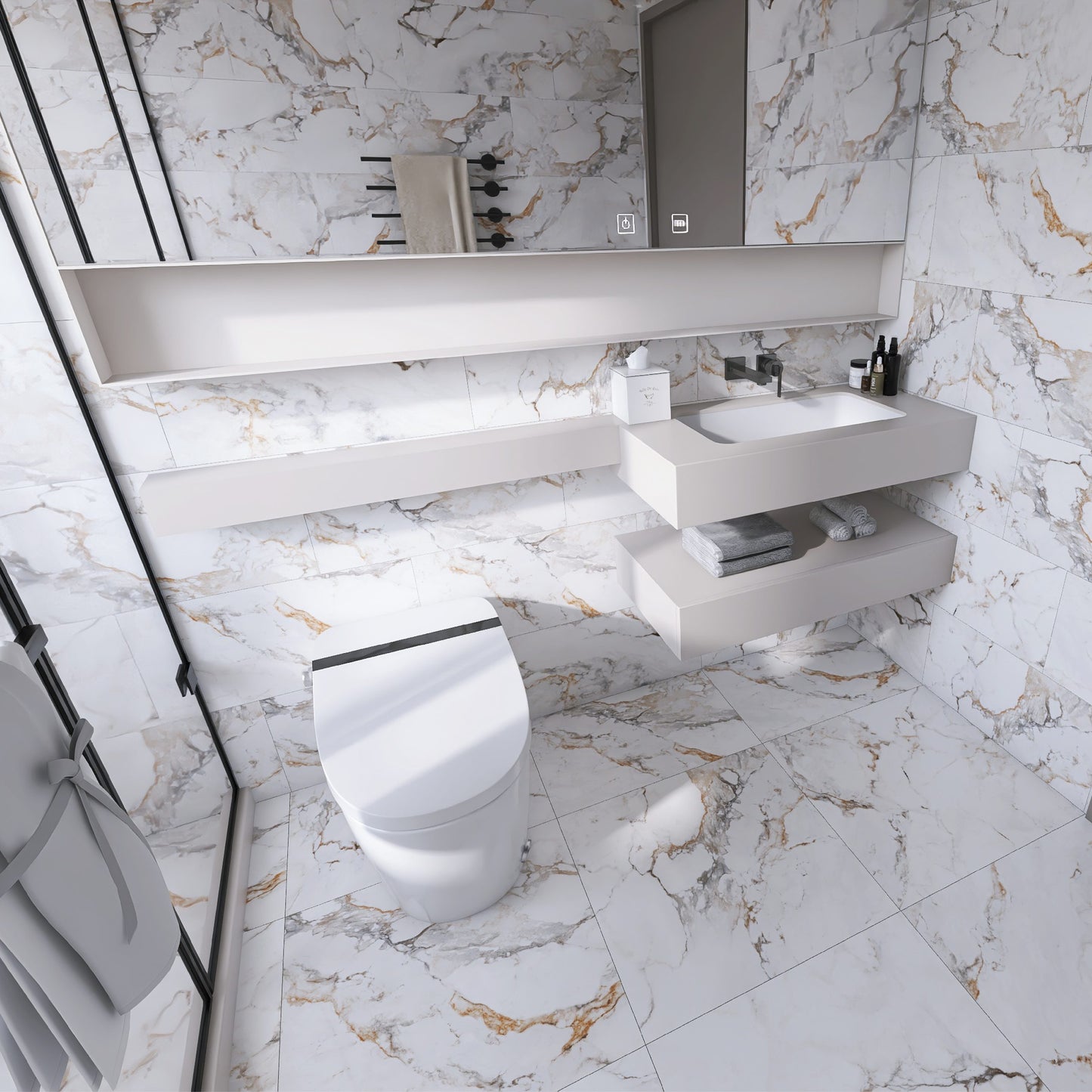 Safari Marble Look Porcelain Tiles - Gloss