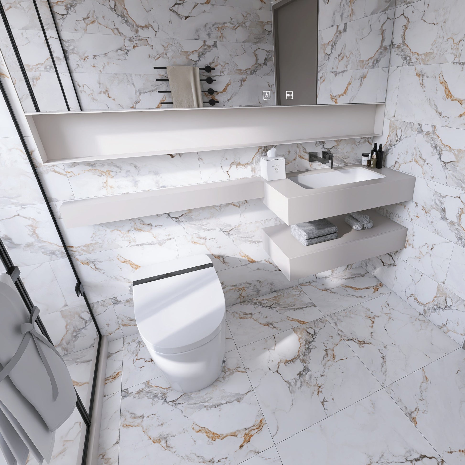 Safari Marble Look Porcelain Tiles - Gloss