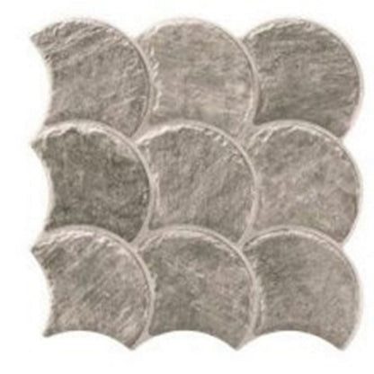 Scale Concrete Grey Scallop Wall Tiles - Matt