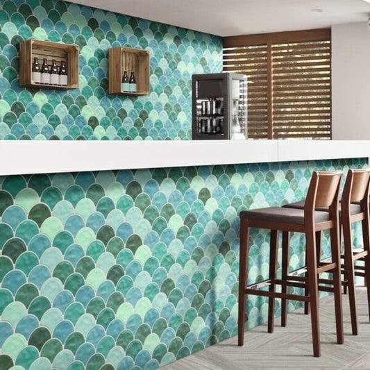 Scale Garden Green Scallop Shape Tiles