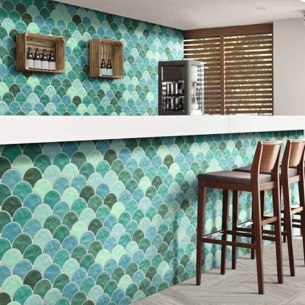 Scale Garden Green Scallop Shape Tiles