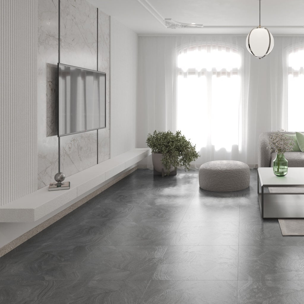 Sea Wave Black Marble Effect Floor Tiles - Gloss, Porcelain, Rectified
