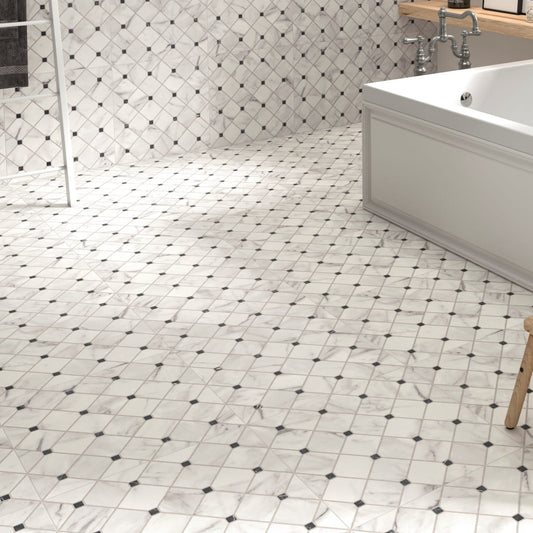 Siena Black and White Victorian Floor Tiles