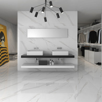 Statuary Large White High Gloss Floor Tiles
