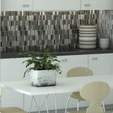 Stripes Sunset Grey Mosaic Tiles - Room Setting