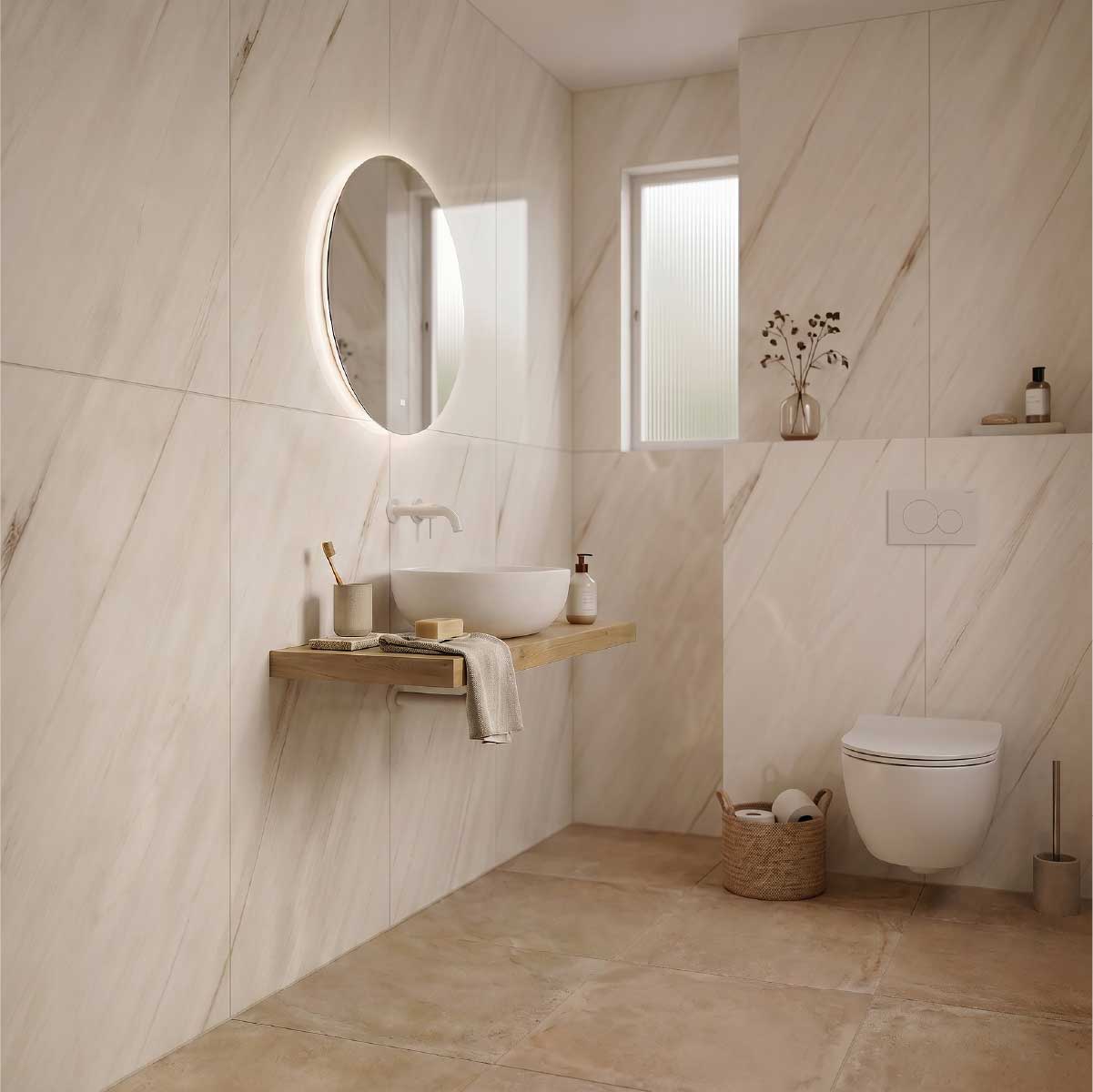 Aliso Ivory Marble Effect Tiles