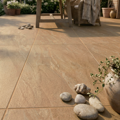 Buff Golden Brown Porcelain Patio Slabs
