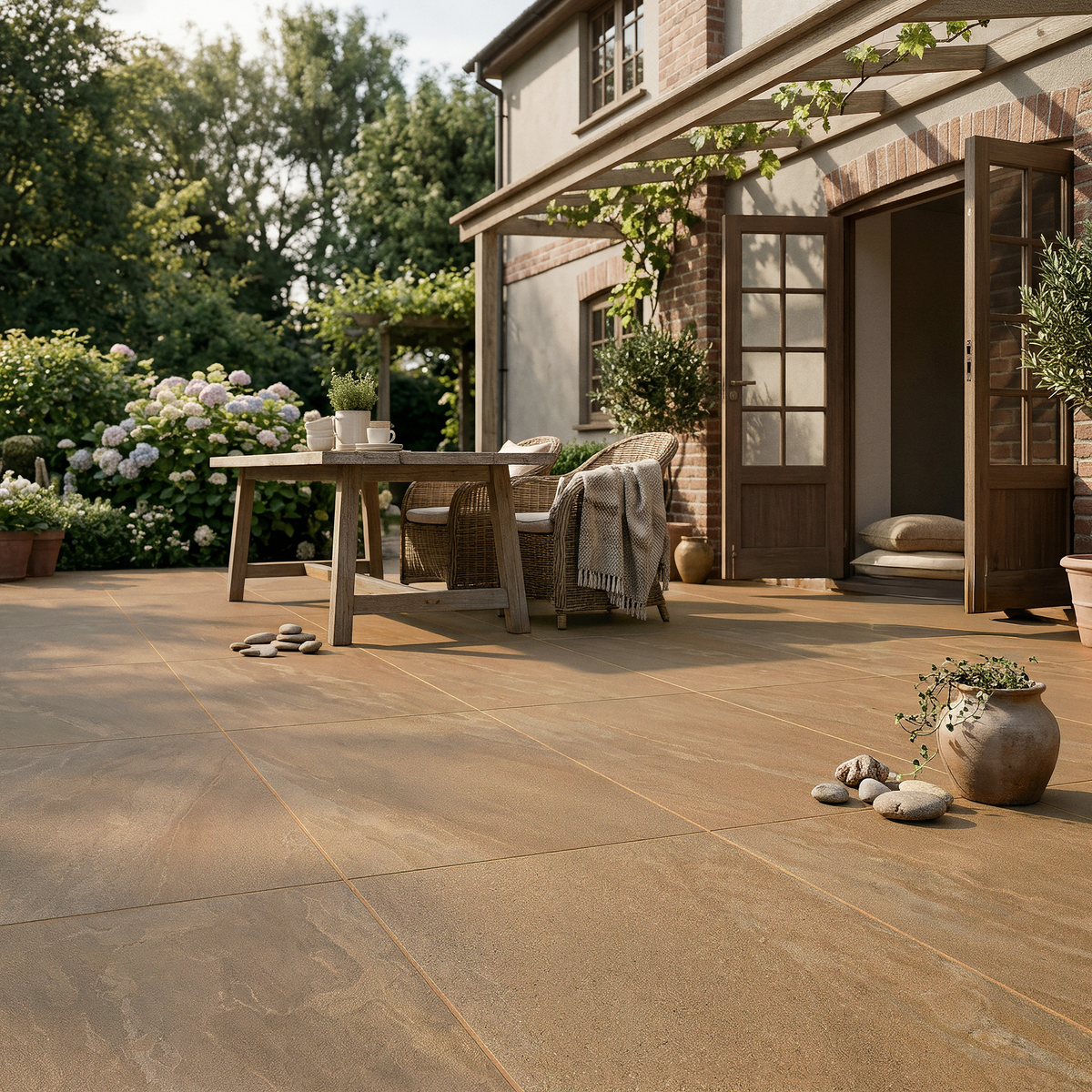 Buff Golden Brown Porcelain Patio Slabs