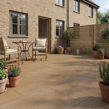 Buff Golden Brown Porcelain Patio Slabs