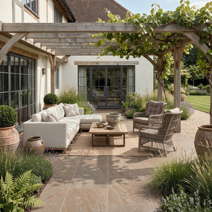 Buff Golden Brown Porcelain Patio Slabs