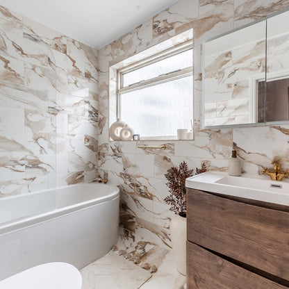 Valeria Gold Marble Effect Tiles for Bathroom & Kitchen Walls