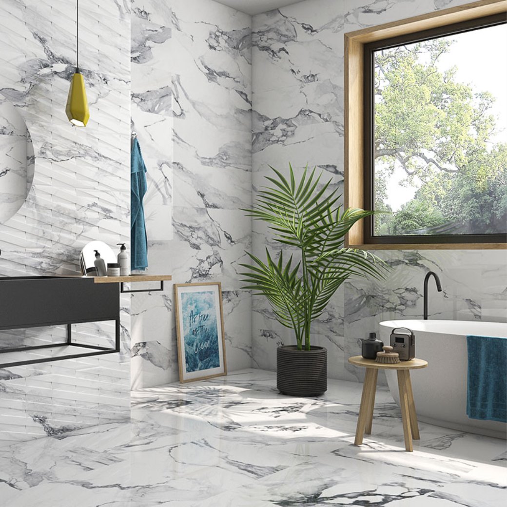 Valeria Marble White and Grey Marble Wall Tiles