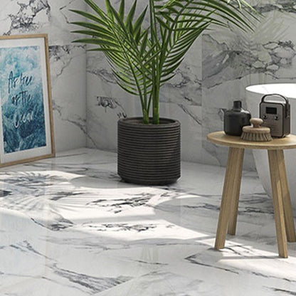 Valeria White Marble Look Floor Tiles - Gloss