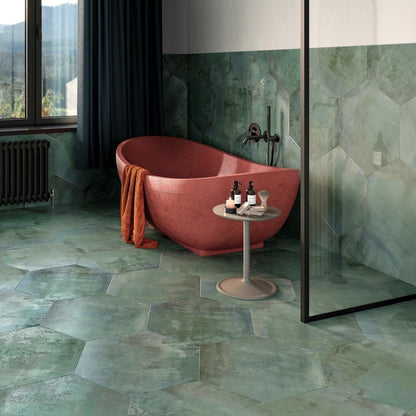 Vessel Teal Floor Tiles – Hexagon, Matt