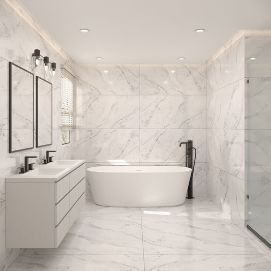 Cut Sample: Vestern White Marble Effect Tiles