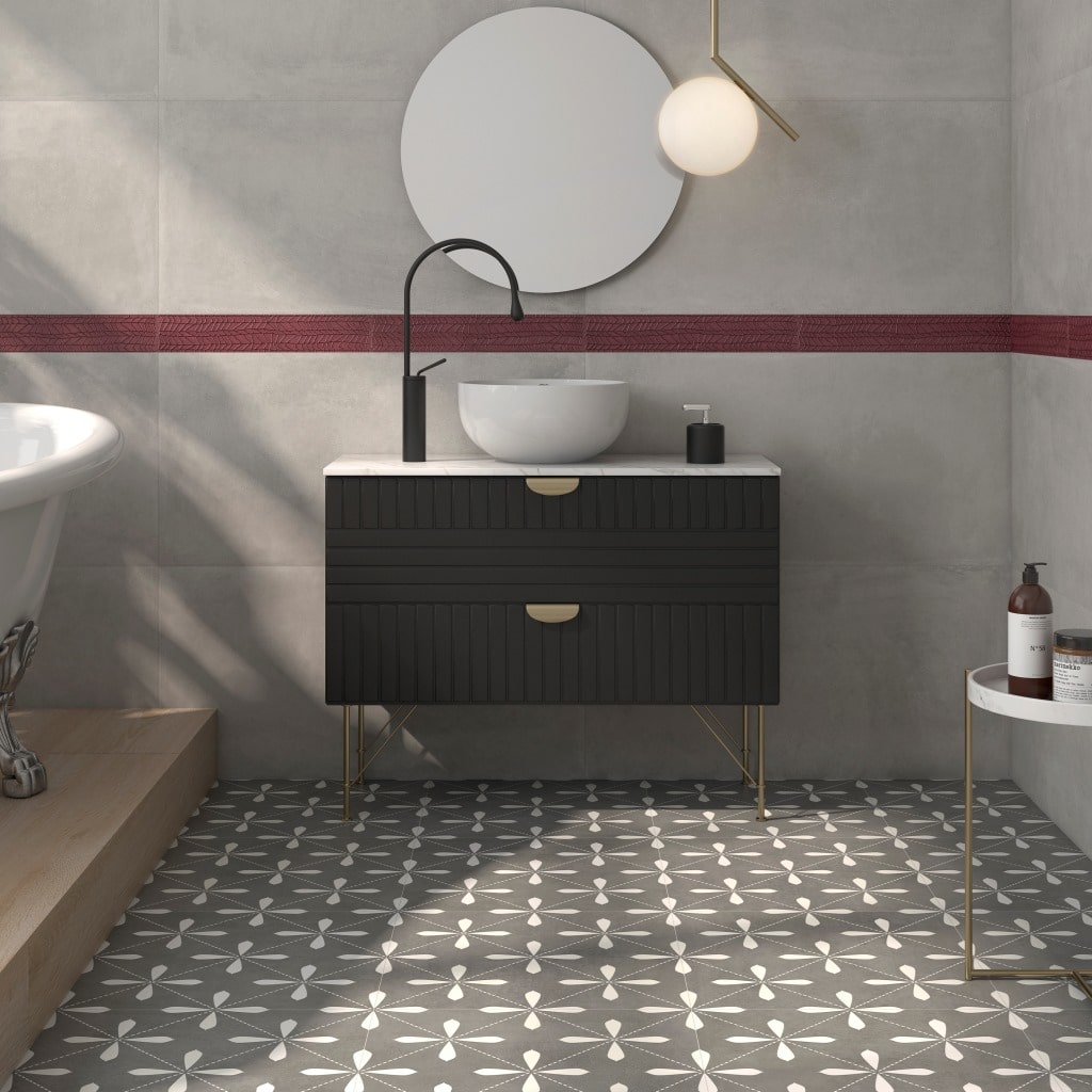 Waterloo Black and White Geometric Tiles - Room Setting