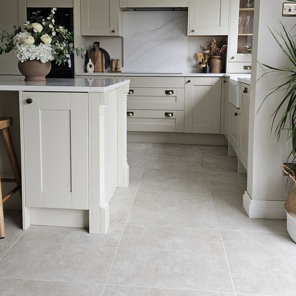 Cut Sample: Zett Ivory Rustic Floor Tiles - Rectified, Matt, Porcelain