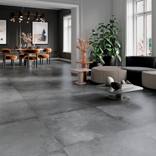 Alloy Porcelain Large Grey Tiles for Floors - Room Setting