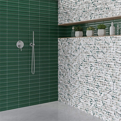 Ikebana Green Patterned Gloss Wall Tiles