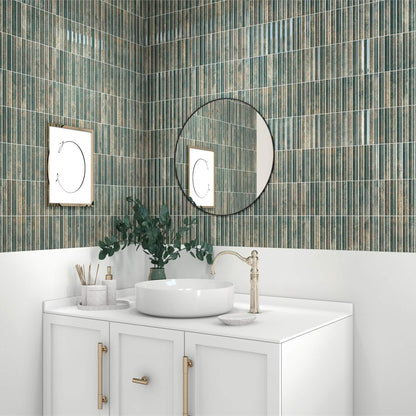 Rubik Verde Green Patterned Gloss Wall Tiles – 15 x 30cm