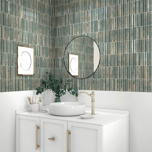 Rubik Verde Green Patterned Gloss Wall Tiles – 15 x 30cm