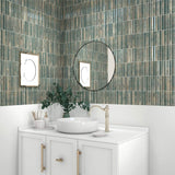 Cut Sample: Rubik Verde Green Patterned Gloss Wall Tiles – 15 x 30cm