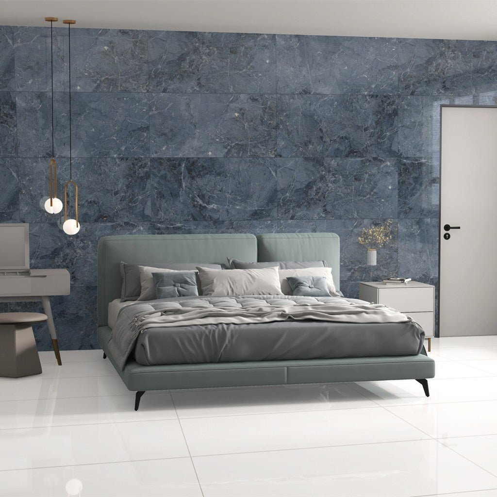 Onyx Dark Aqua Blue-Grey High Gloss Porcelain Tiles