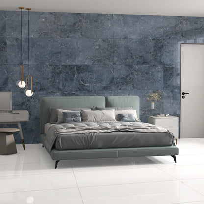 Onyx Dark Aqua Blue-Grey High Gloss Porcelain Tiles