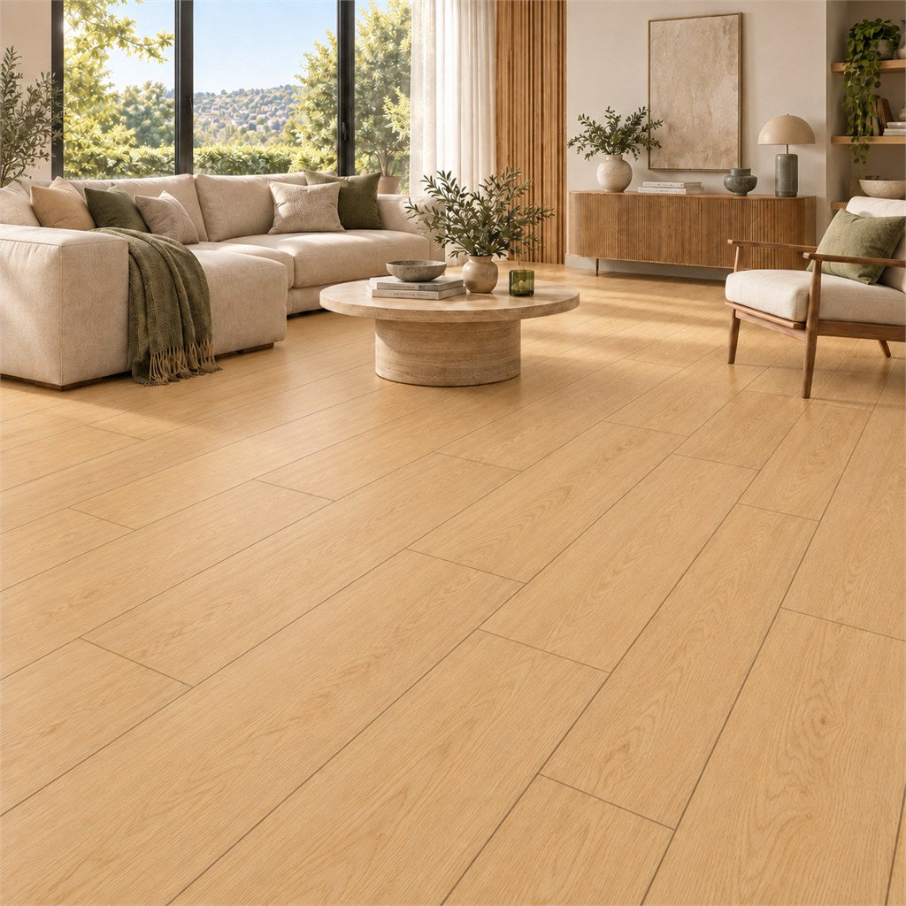 Onega Miele Beige Oak Wood Effect Porcelain Tiles