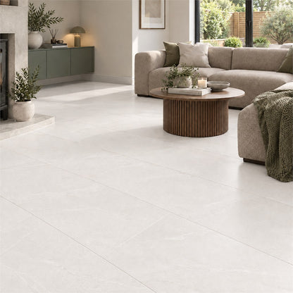 Burlington Bianco White Stone Effect Porcelain Tiles