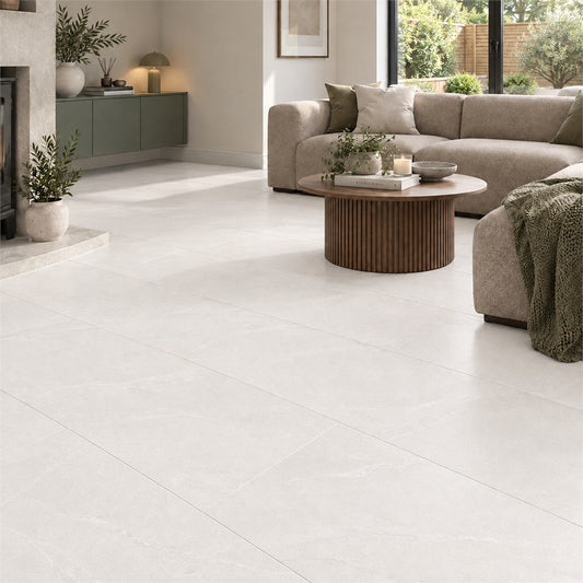 Burlington Bianco White Stone Effect Porcelain Tiles